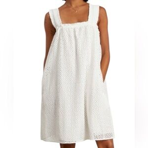 Everlane The Eyelet Smock Dress in White Size large
